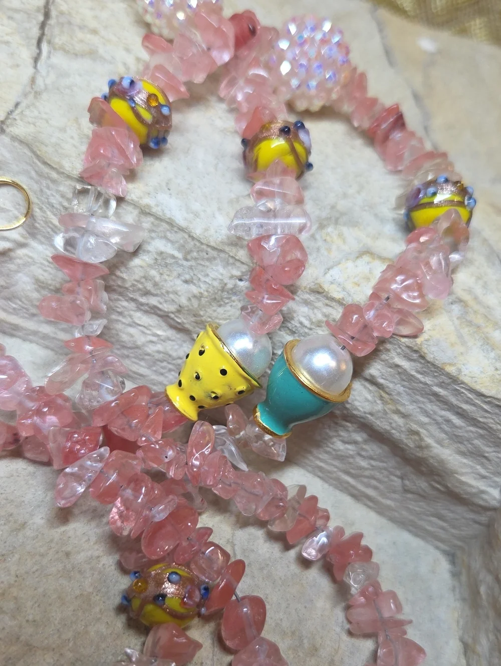 Tea Party Wedding Cake Beaded Necklace with Teapot Pendant & Tea Cup Earrings